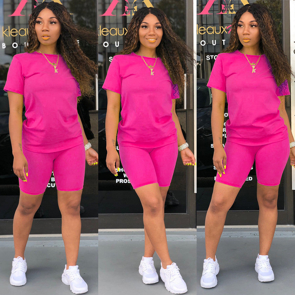 Solid Biker Short Set