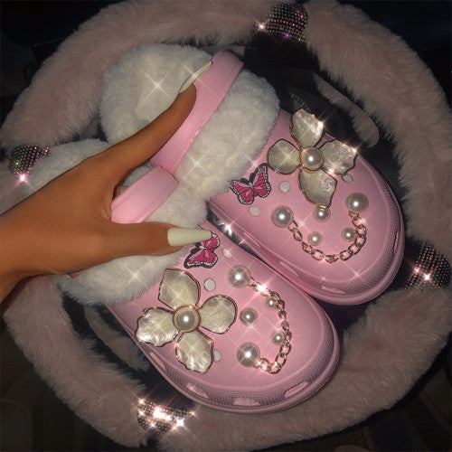 Furry Butterfly Clogs