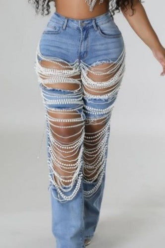 Ripped Chain Jeans