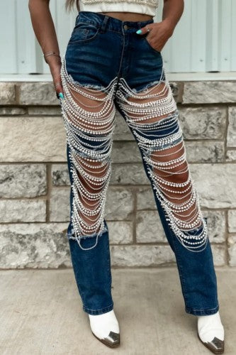 Ripped Chain Jeans