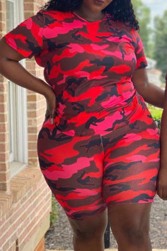 Camouflage Short Set(Plus Size)