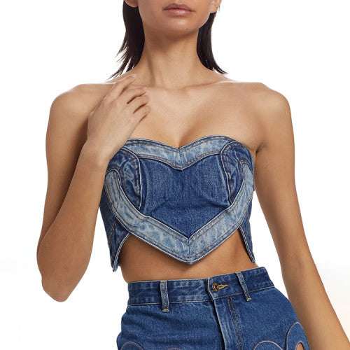 Denim Heart Top