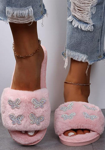 Butterfly Fur Slides