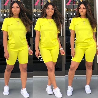 Solid Biker Short Set