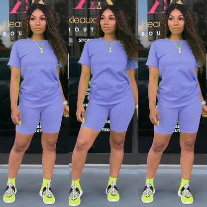 Solid Biker Short Set