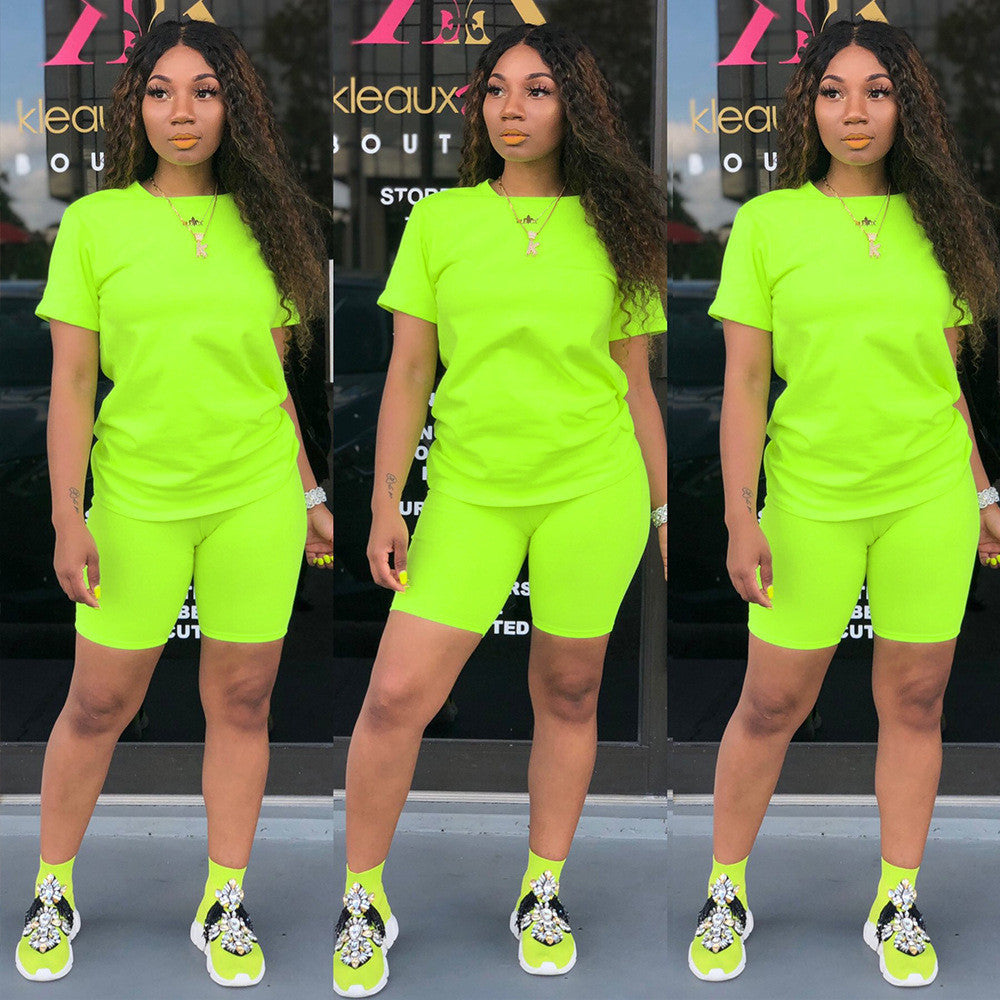 Solid Biker Short Set