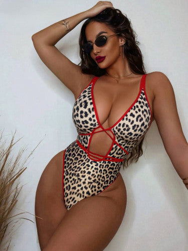Leopard Lace Up One Piece