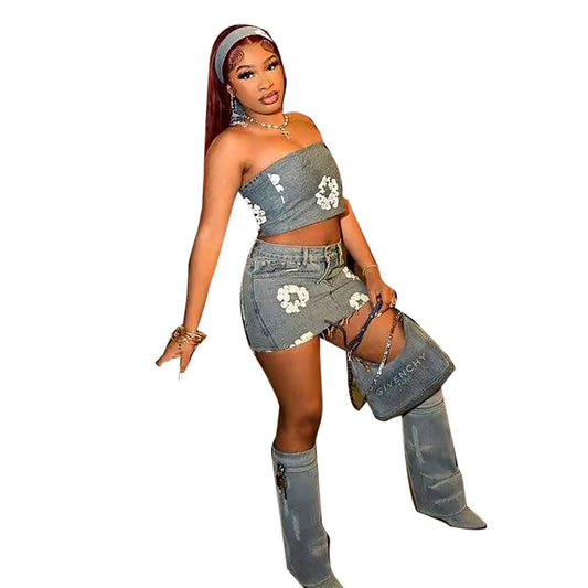 Flower Denim Set