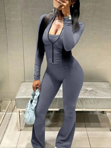 Bell Bottom Long Pants Two Piece Set