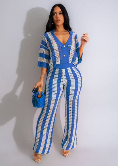 Striped Knit Pants Set